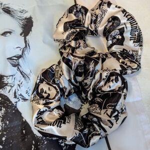 Taylor Swift Reputation Inspired Satin Black and White Scrunchie